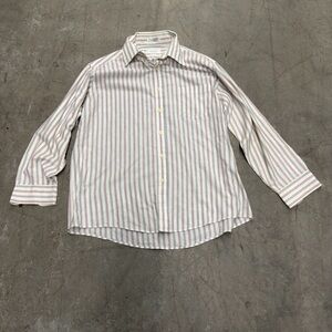 The Men's Store Striped Button-Down Shirt in White with Pink & Light Blue
